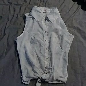White crop top w/ diamond buttons
